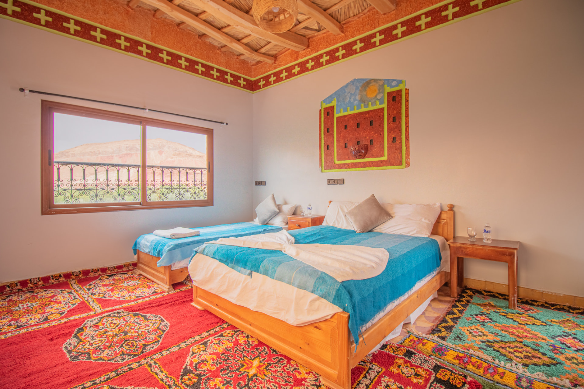 Triple Room — Kasbah View at Hotel Awayou Valée Rose in Boutghrar, Rose Valley